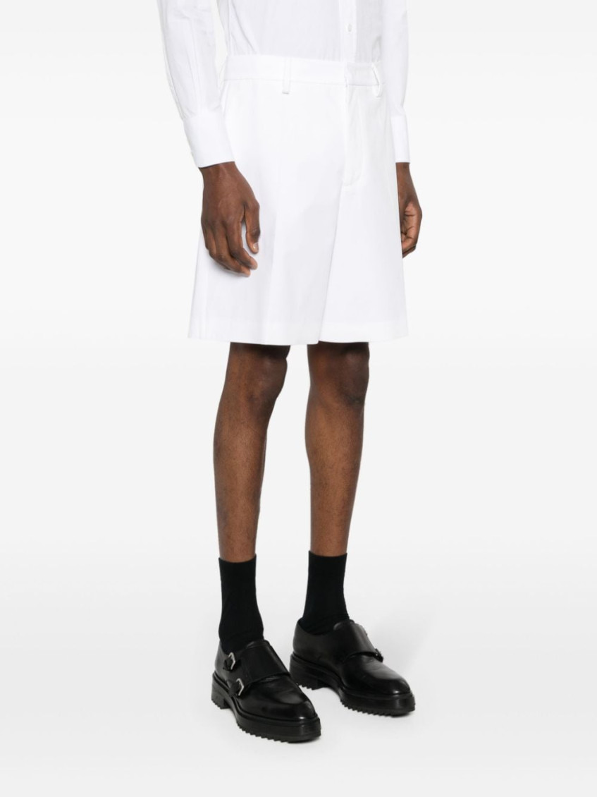 White Wool Blend Bermuda Shorts