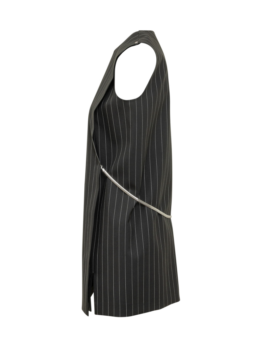 Black Stripes Round Neck Mini Dress