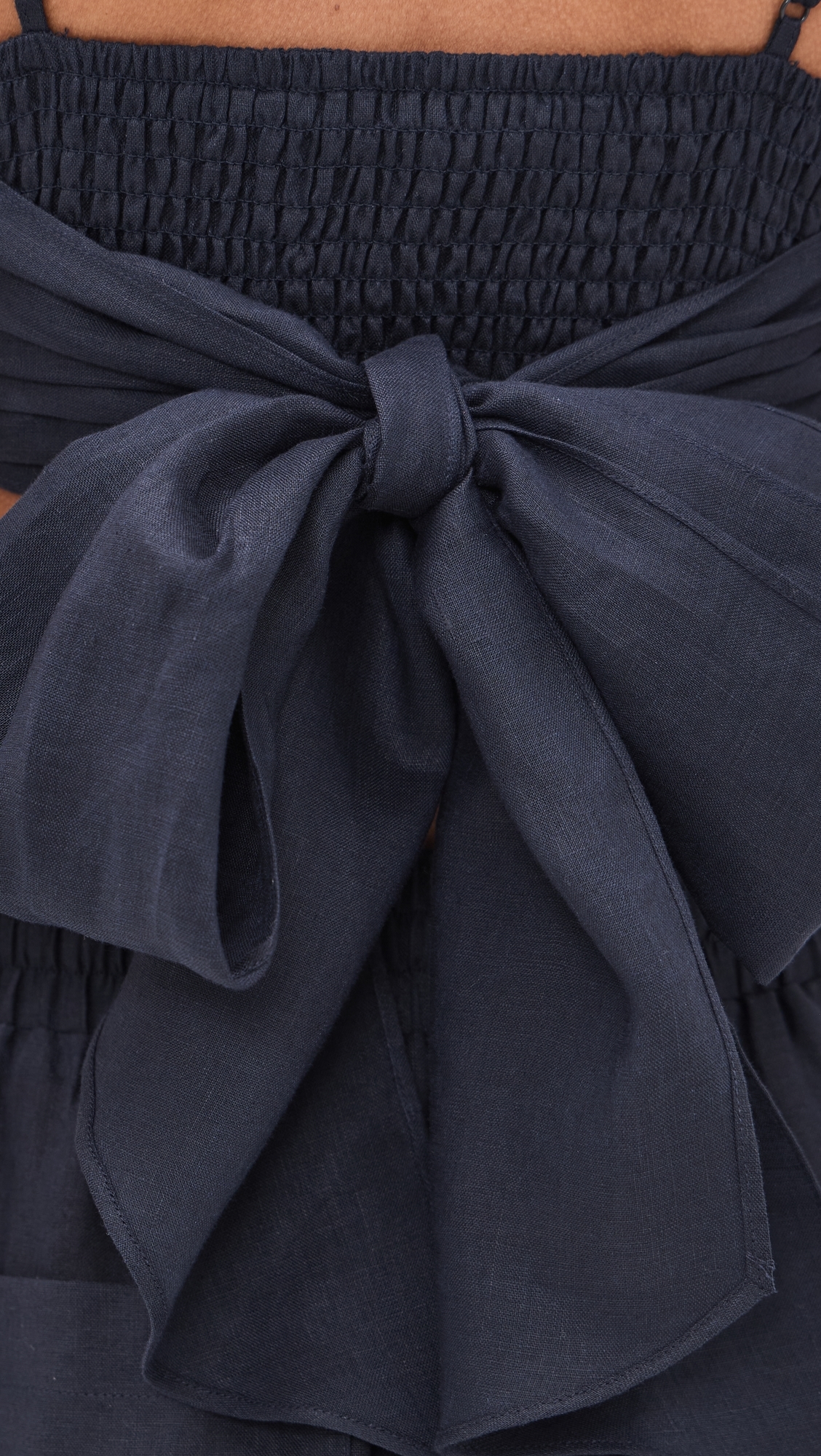 Solid Linen Tie Back Top Midnight
