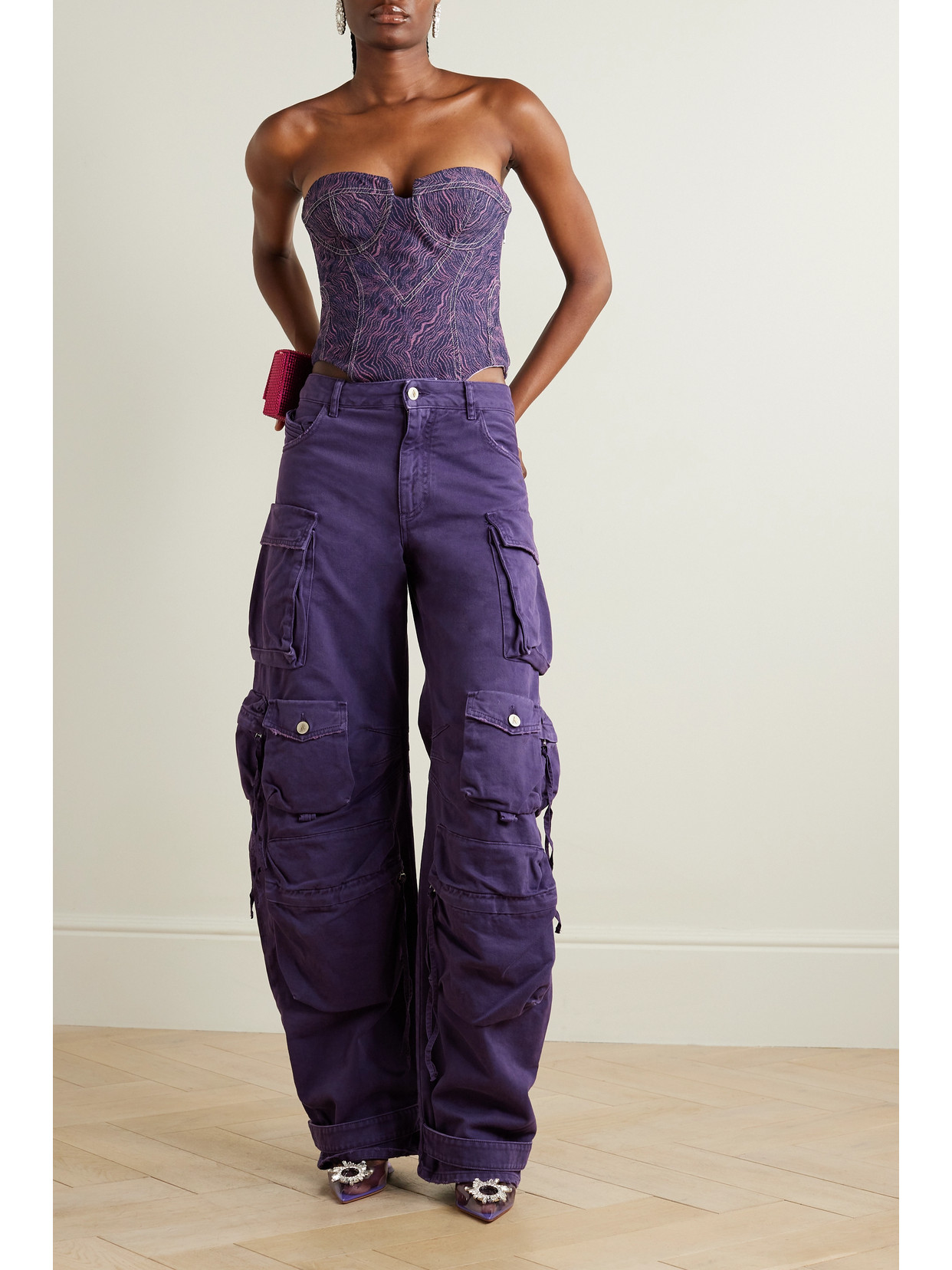 + The Vanguard Strapless Denim-jacquard Bodysuit - Purple