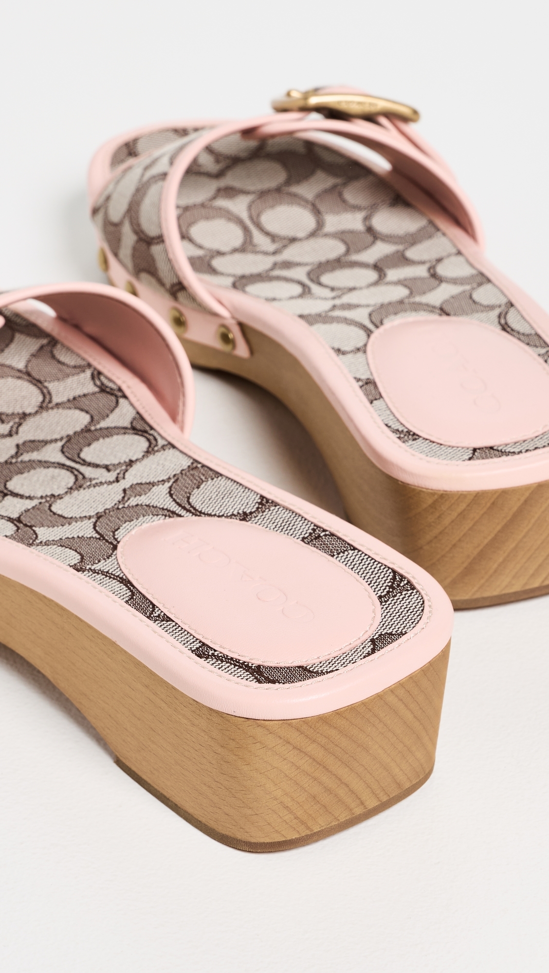 Margot Wooden Sandals Oak/Candy Pink