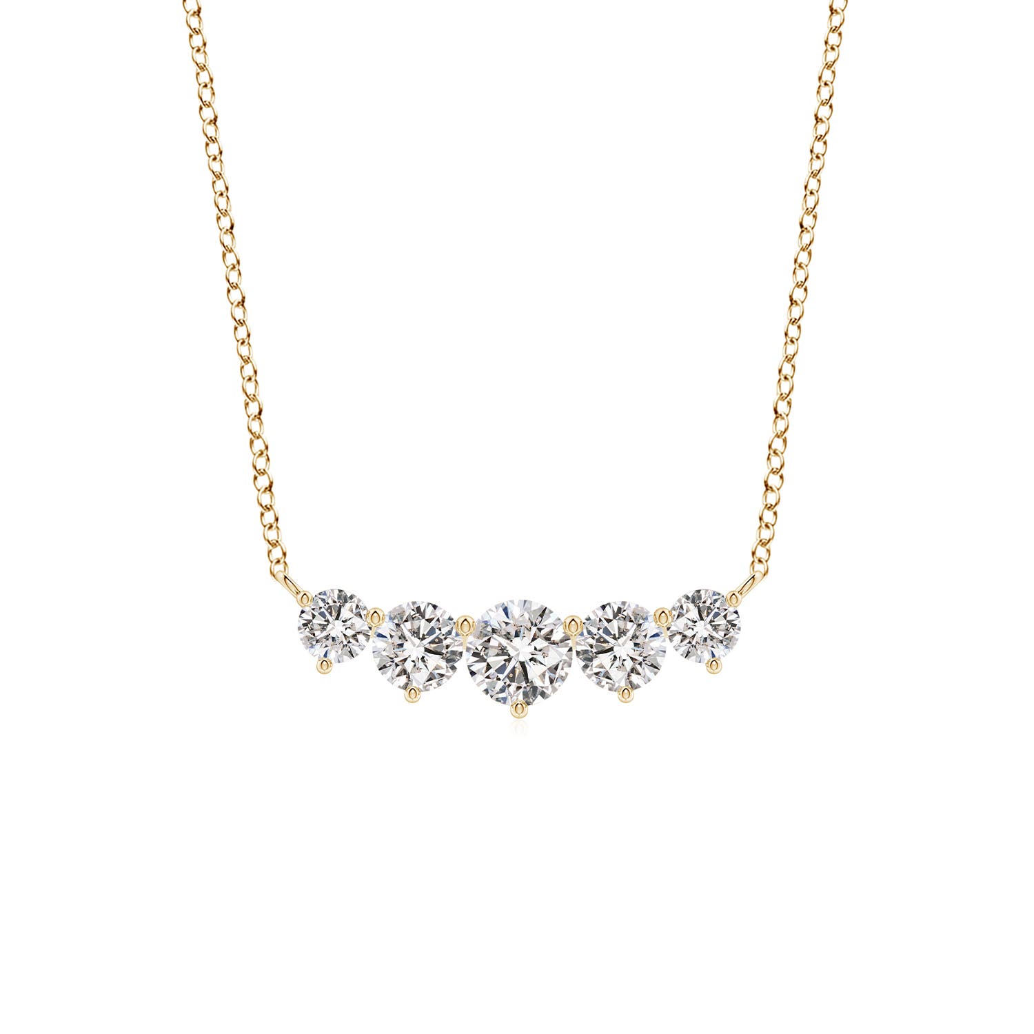 Angara 0.5 Carat Graduated Five Stone Round Diamond Necklace in 14K Yellow Gold