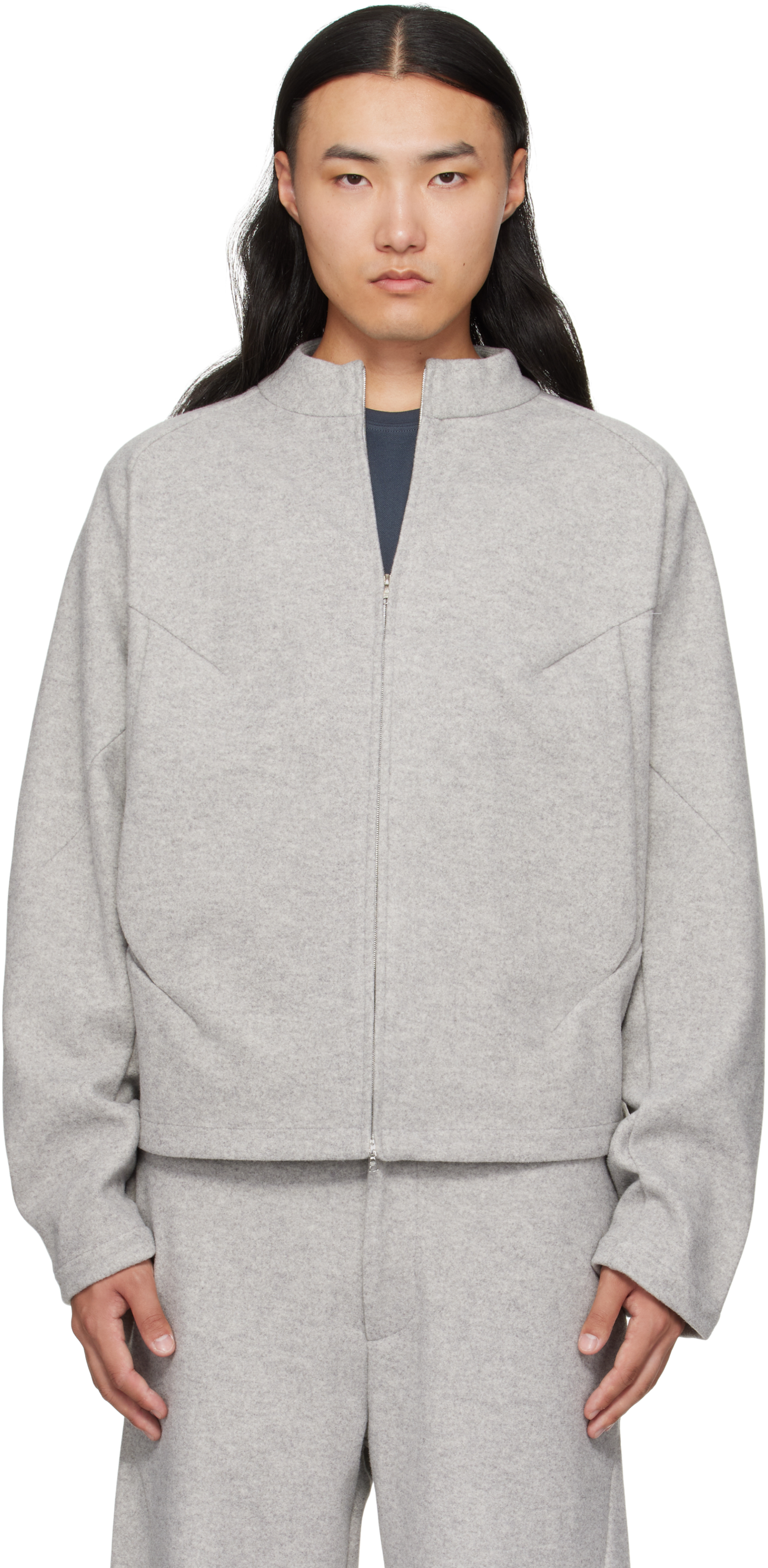 Gray Hybrid Wool Slash Jacket
