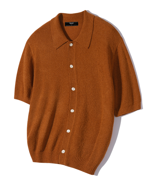 Washable boucle collar short-sleeve knit 9 colors