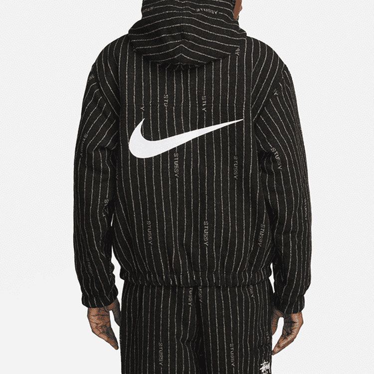 X Stussy Stripe Wool Jacket 'Antique Black'