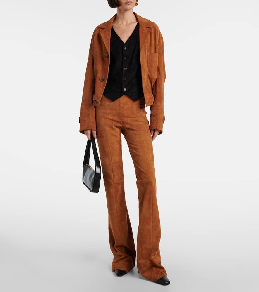 Gégé high-rise suede flared pants