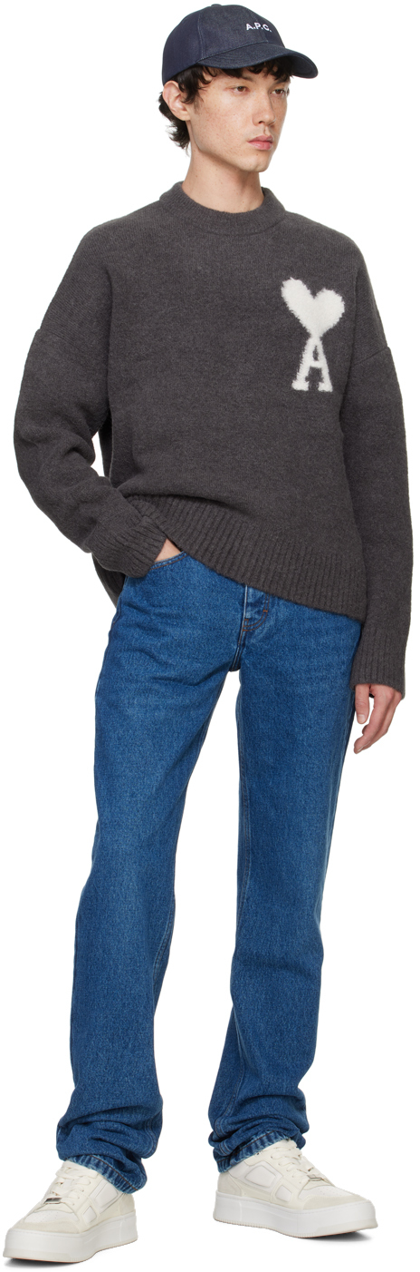 AMI Paris Gray Ami De Caur Sweater