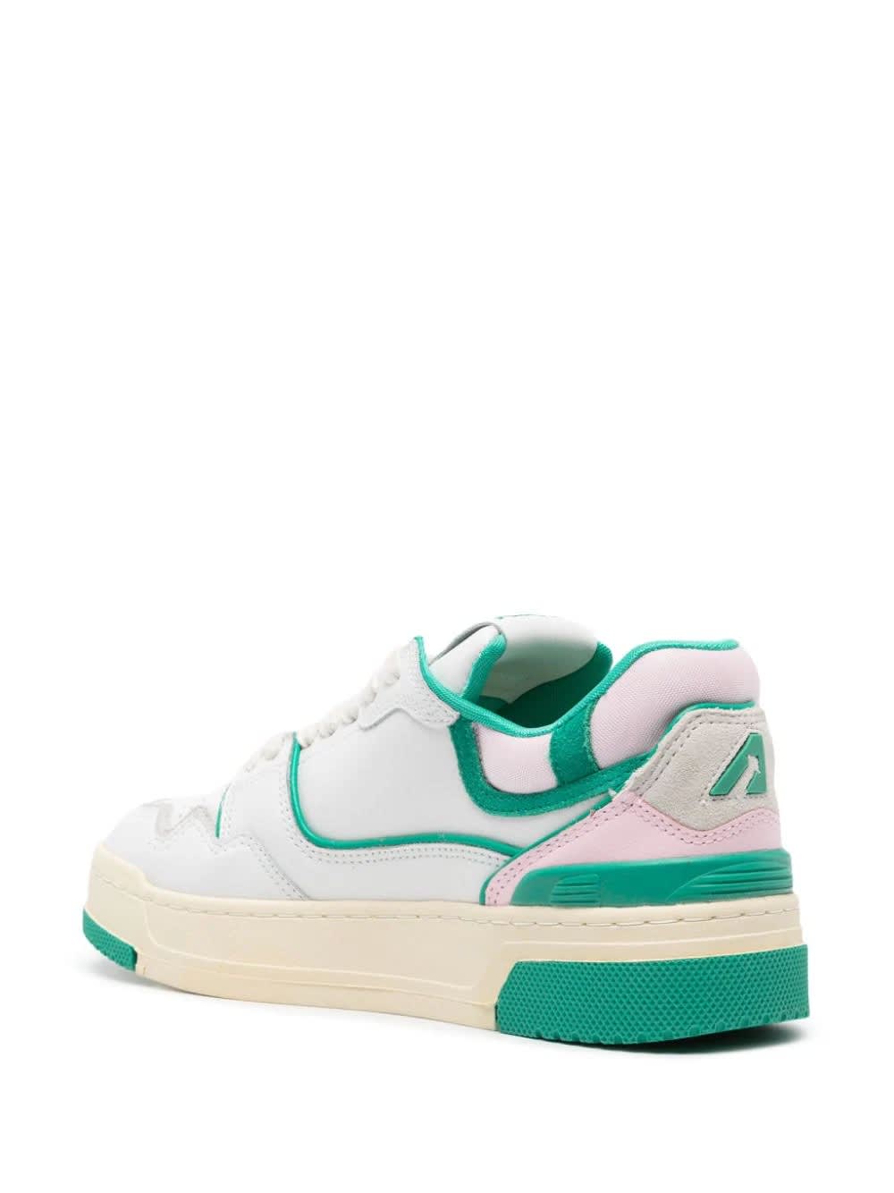 Clc Sneakers In White And Green Leather
