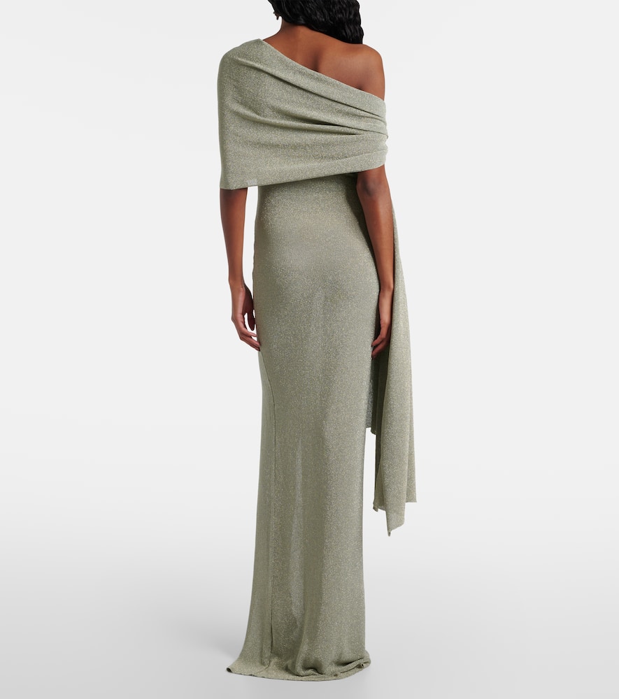 Draped one-shoulder maxi dress