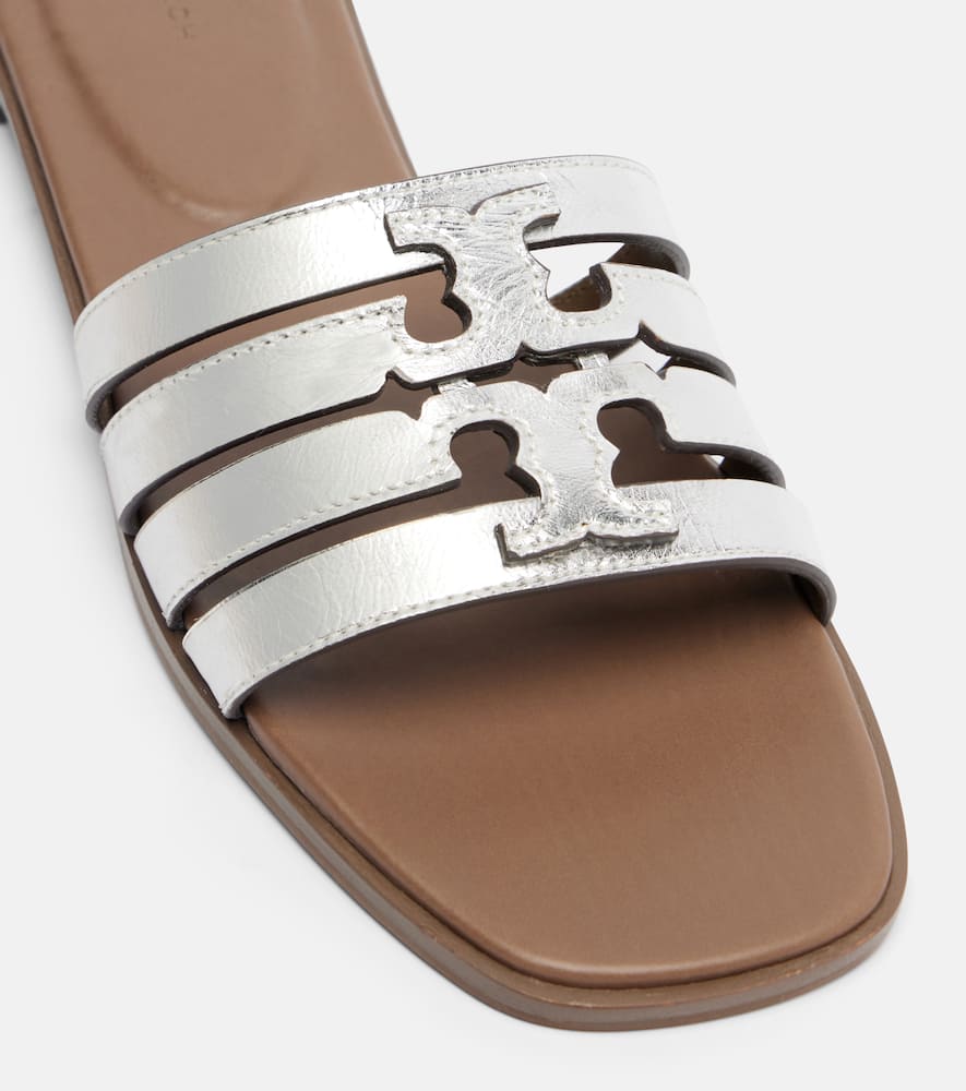 Metallic leather slides