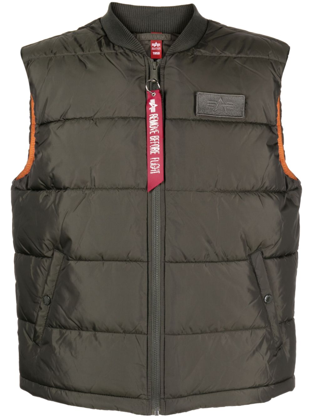 Zipped padded vest - Green