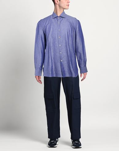 Man Shirt Slate blue Size 18 Cotton, Linen