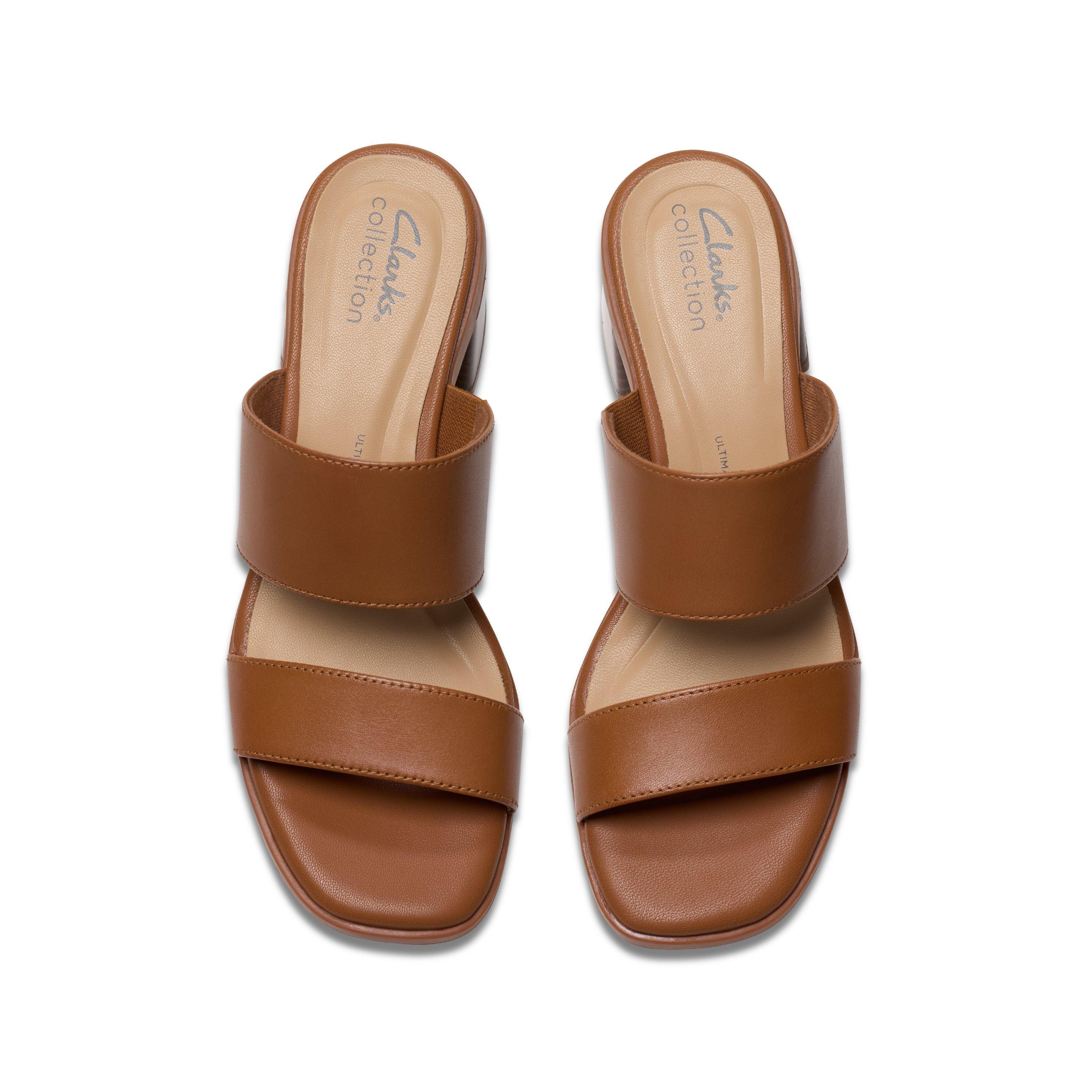 Clarks Jaylan Dusk Tan Leather Heeled Sandals In Brown