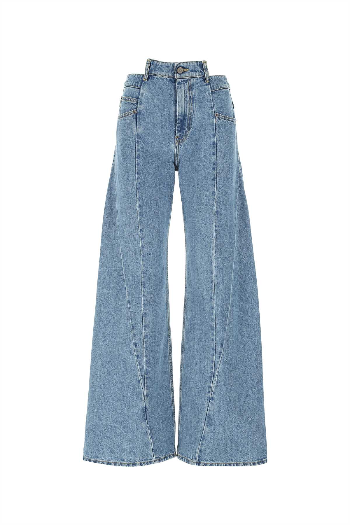 Wide-Leg Cotton Jeans — Blue