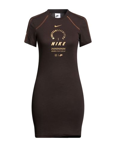 Woman Mini dress Brown Size XS Polyester, Cotton, Viscose