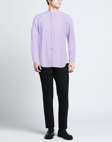 Tintoria Mattei 954 Man Shirt Lilac Size 17 Cotton, Linen