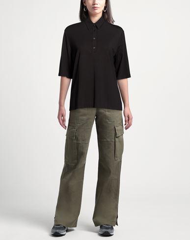 Woman Polo shirt Black Size 6 Viscose, Polyamide, Elastane