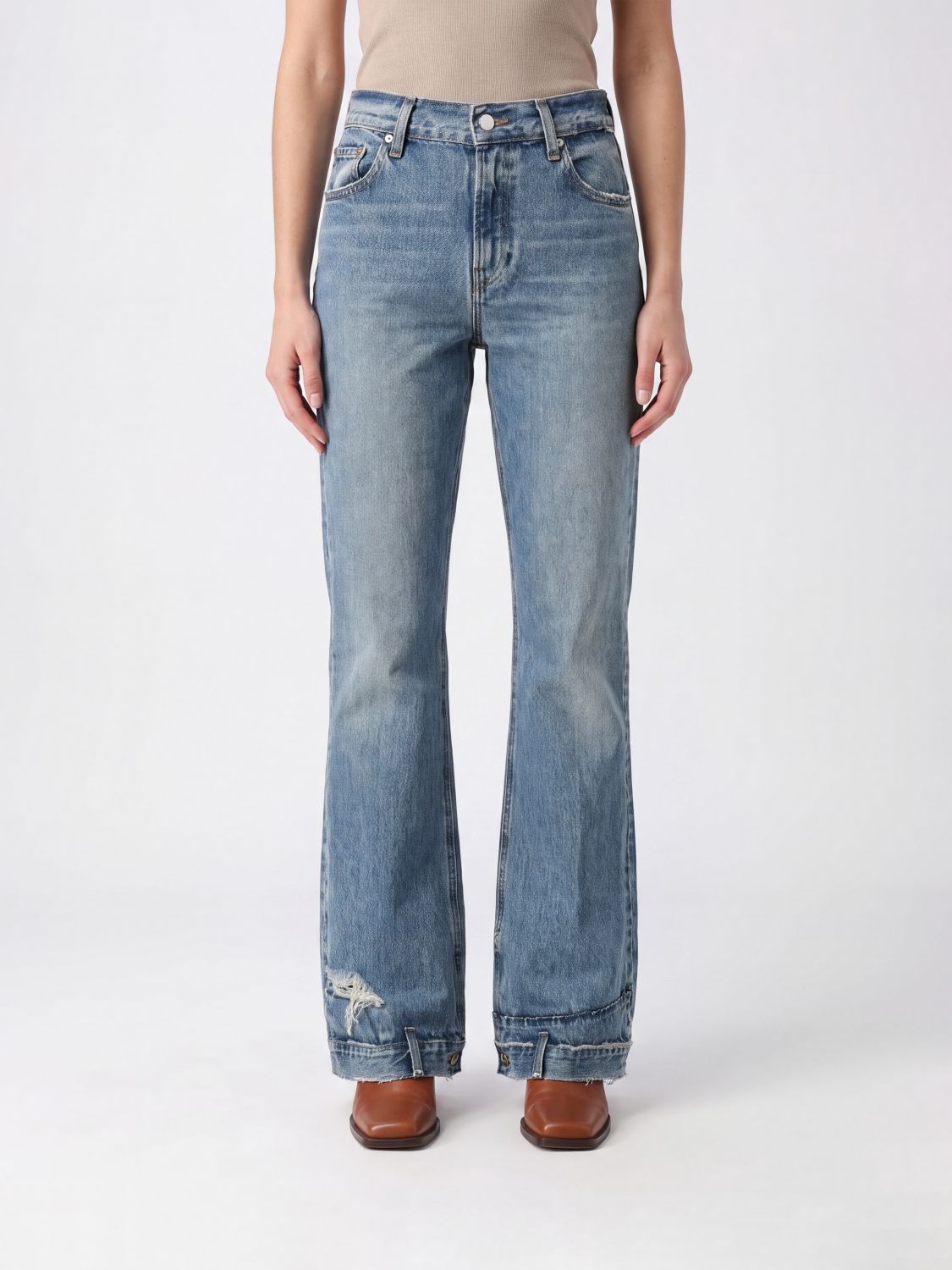 Floral Cut Mid Rise Jeans in Pollock