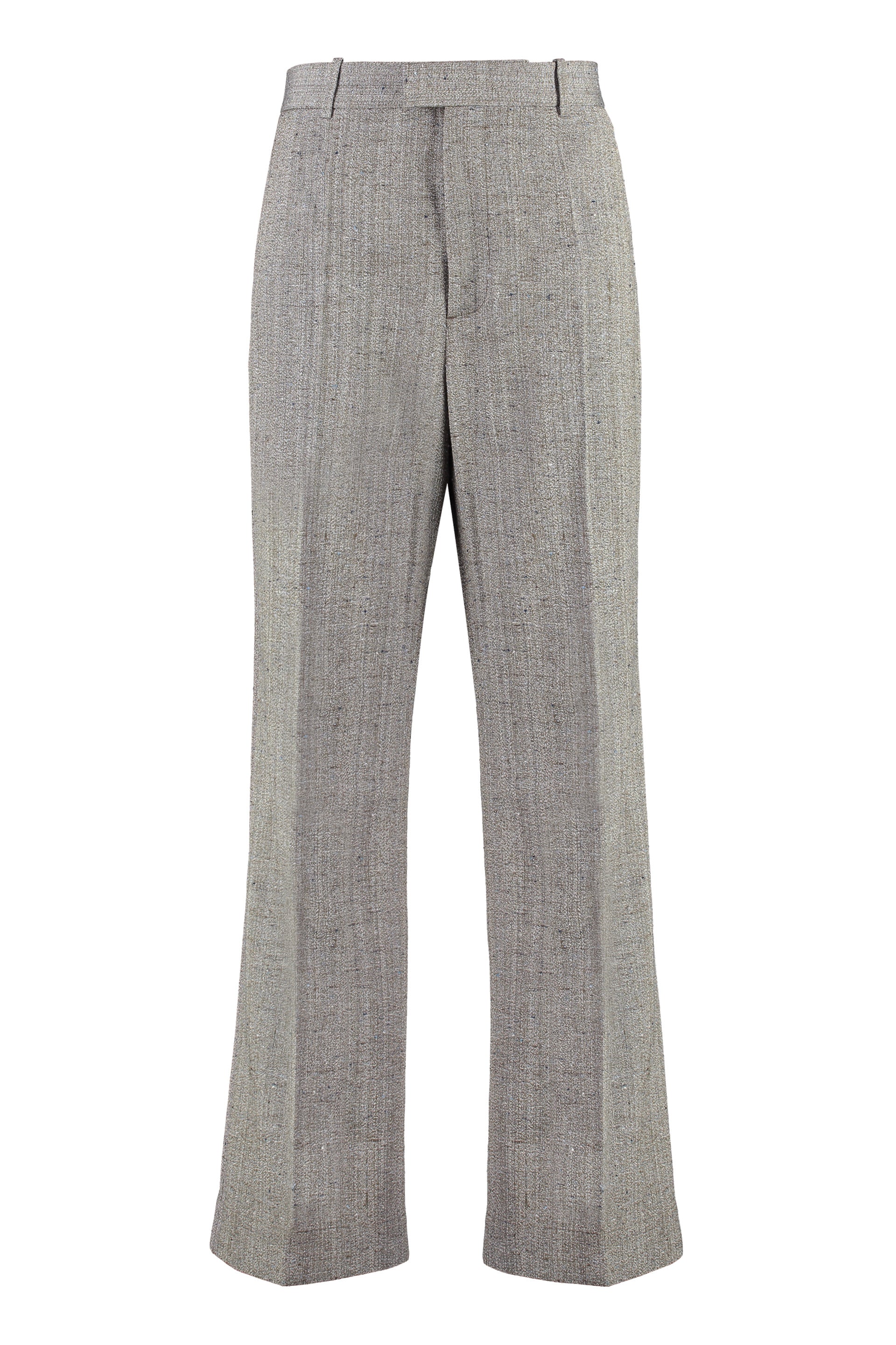 Viscose-Silk Flared Trousers — Gray
