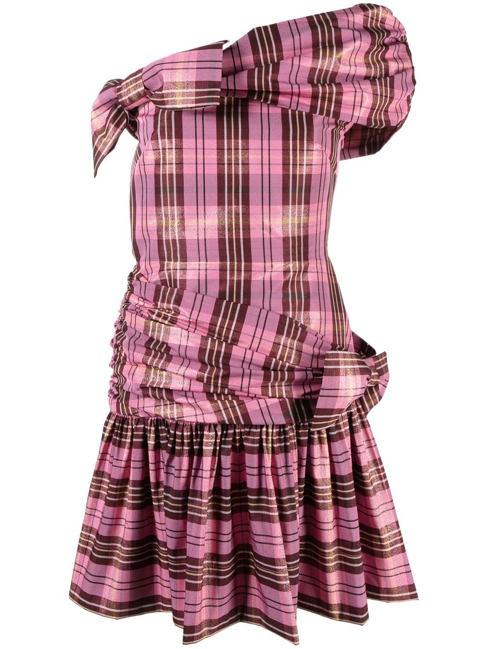 Dimitria tartan-print mini dress - Pink