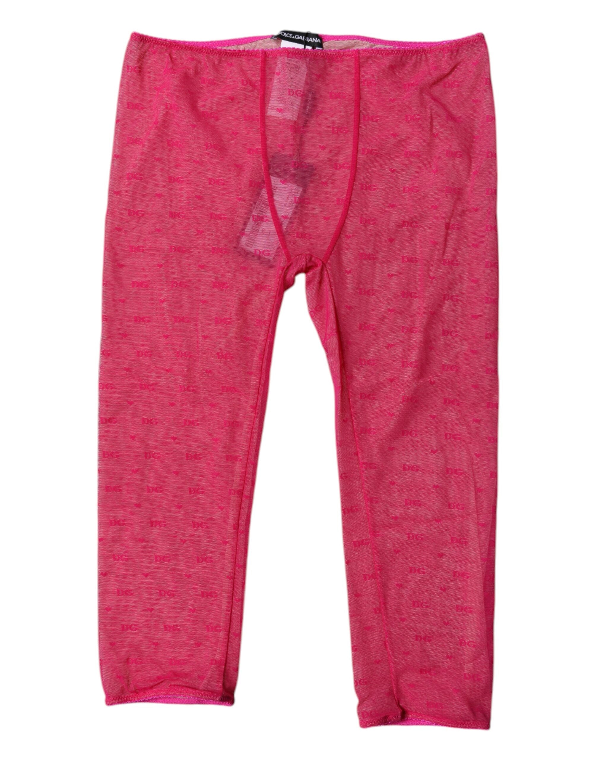 Logo-Patterned Lace Bodysuit — Pink