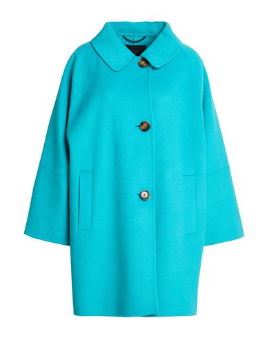 Elena Mirò Woman Coat Turquoise Size 8 Wool, Polyester