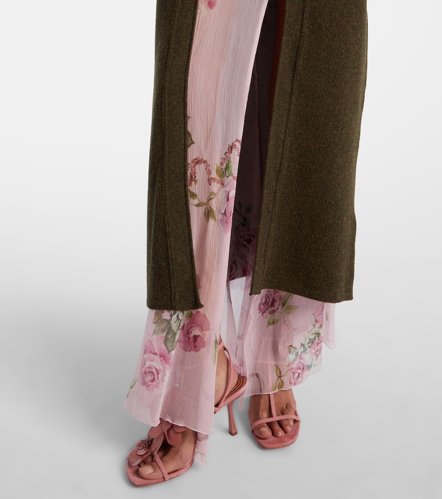 Feather-trimmed wool cardigan