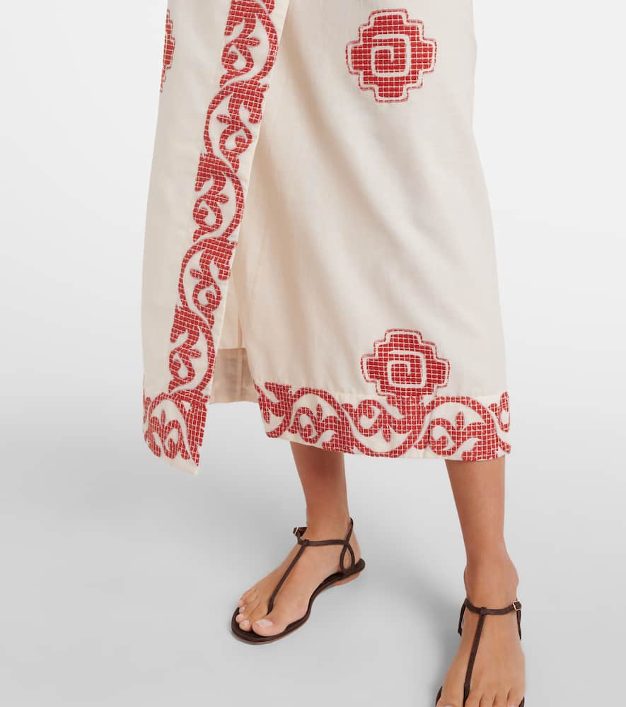 Printed cotton midi dress
