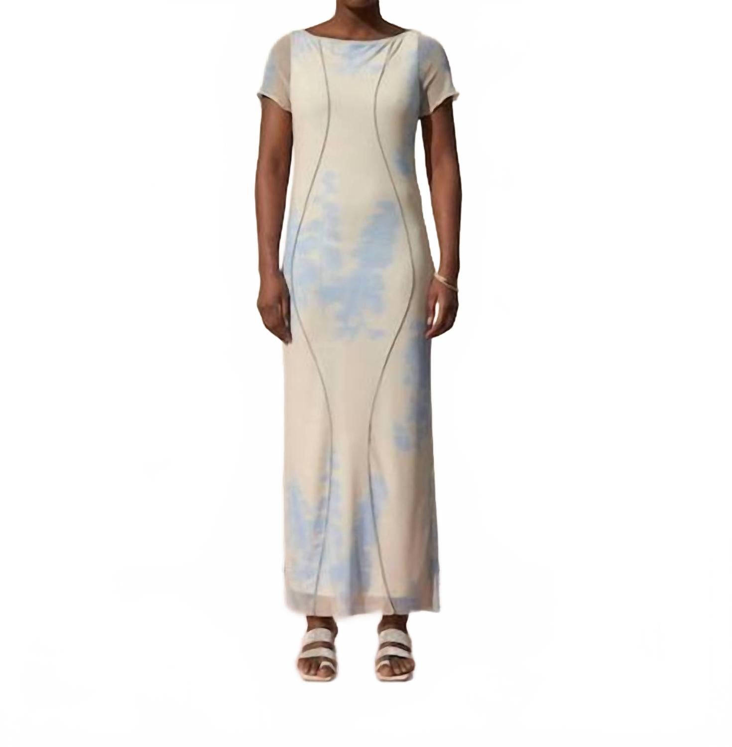 Hemera Short Sleeves Long Dress In Ice Melt