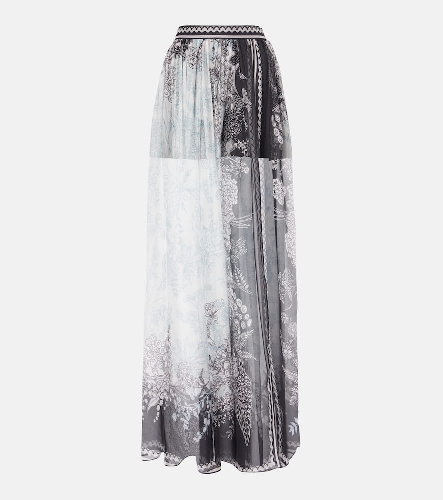 Printed silk chiffon maxi skirt