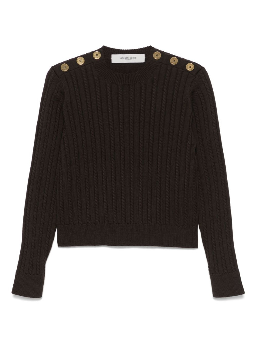Journey W'S Ofra Regular Knit Crewneck Shoulder Botton Wool Cable Knitwear Brown