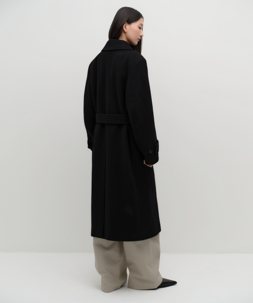 Womens Cashmere Blend Oversized Shoulder Trench Coat
