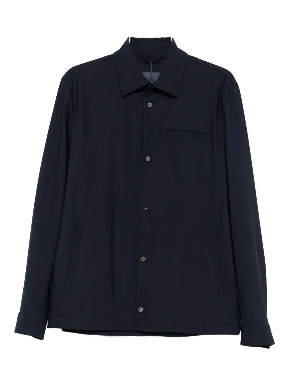 Button-Fastening Pocket Jacket — Navy