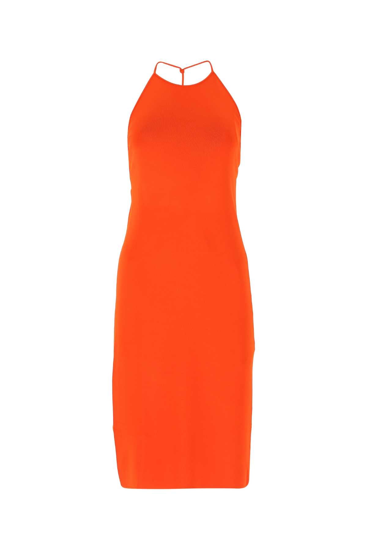 Sleeveless Viscose Blend Dress — Orange