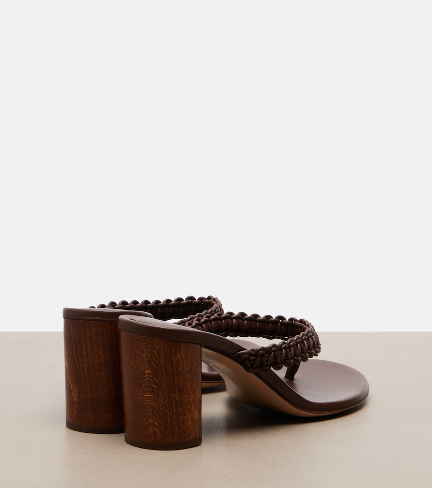 Braided leather thong sandals
