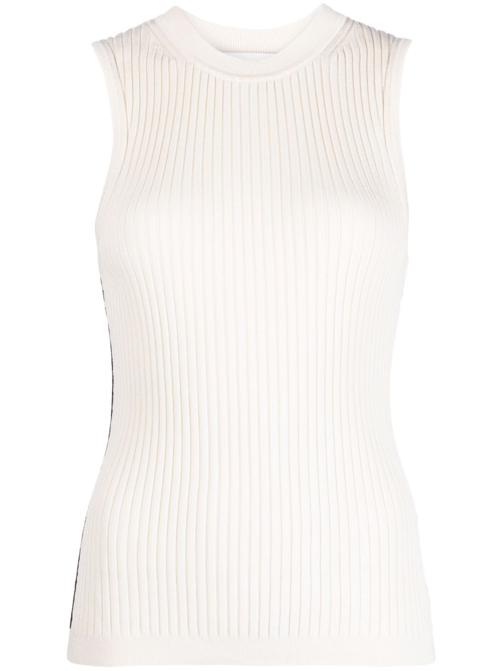 Sleeveless ribbed-knit top - White
