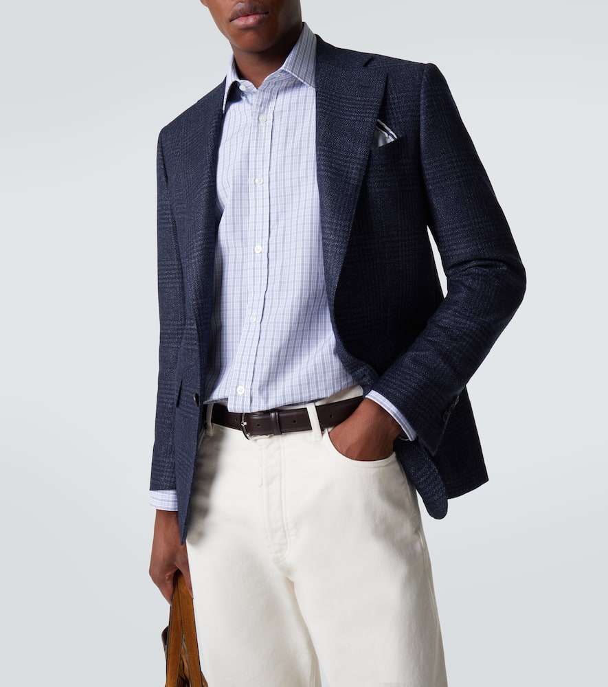 Checked wool and silk blazer