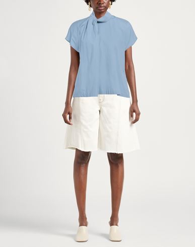 Alpha Studio Woman Top Light blue Size 10 Cotton, Elastane