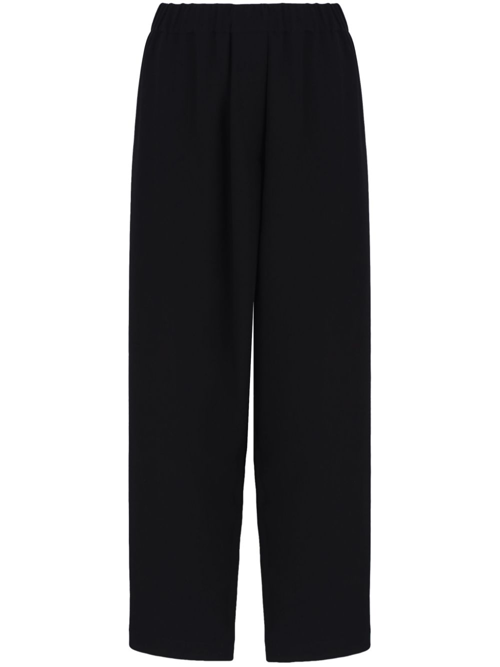 Elasticated-waistband straight-leg silk trousers - Black