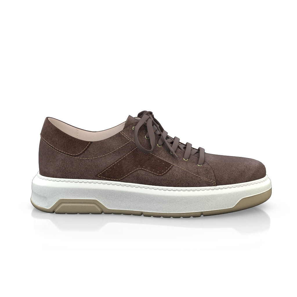 Baskets à lacets Homme Faites main en Italie en Daim Marron - Sur Mesure, Lacets - GIROTTI