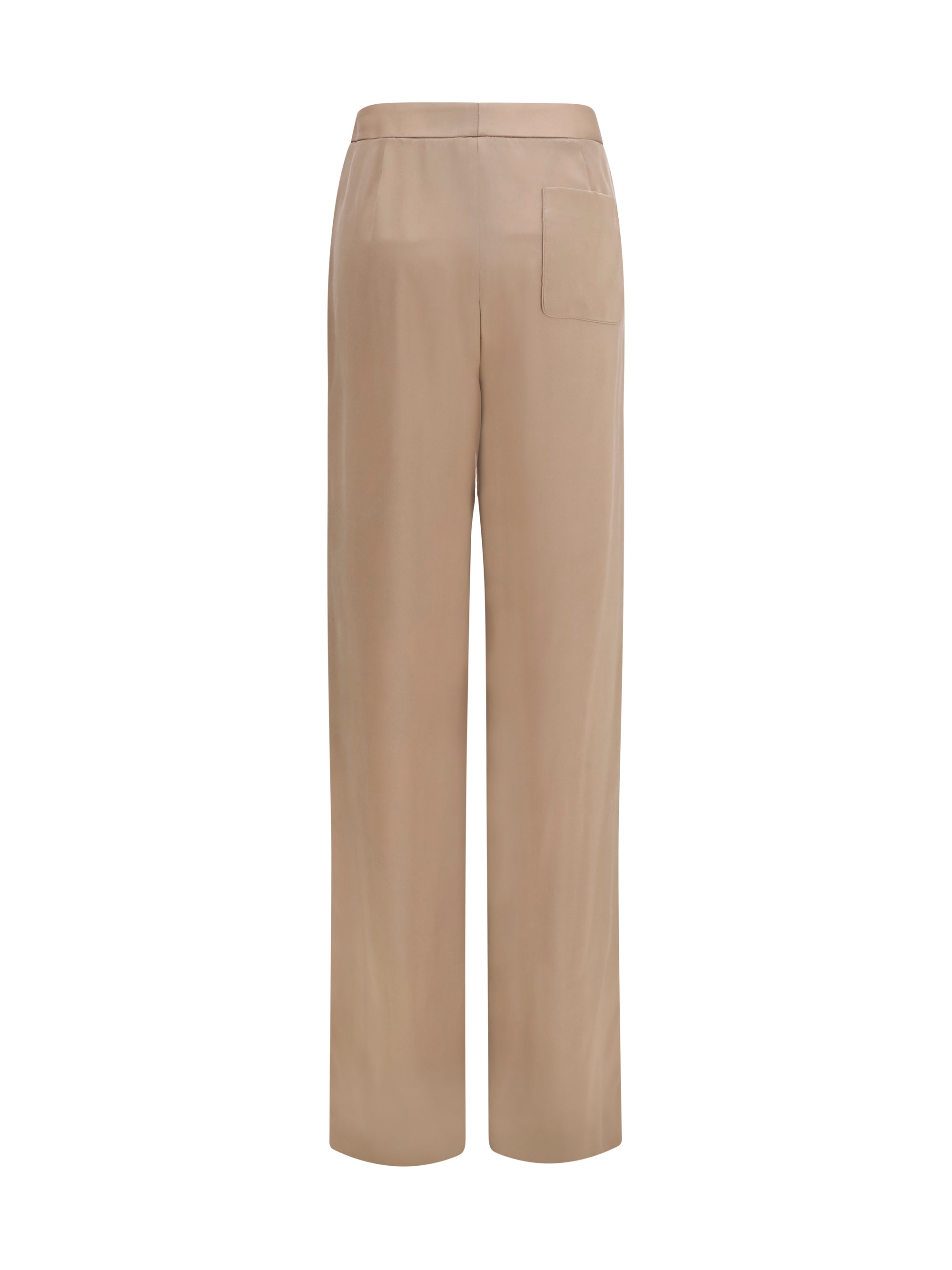 Straight Silk Trousers — Beige