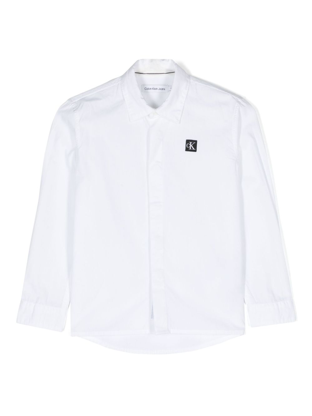 Logo-patch cotton shirt - White