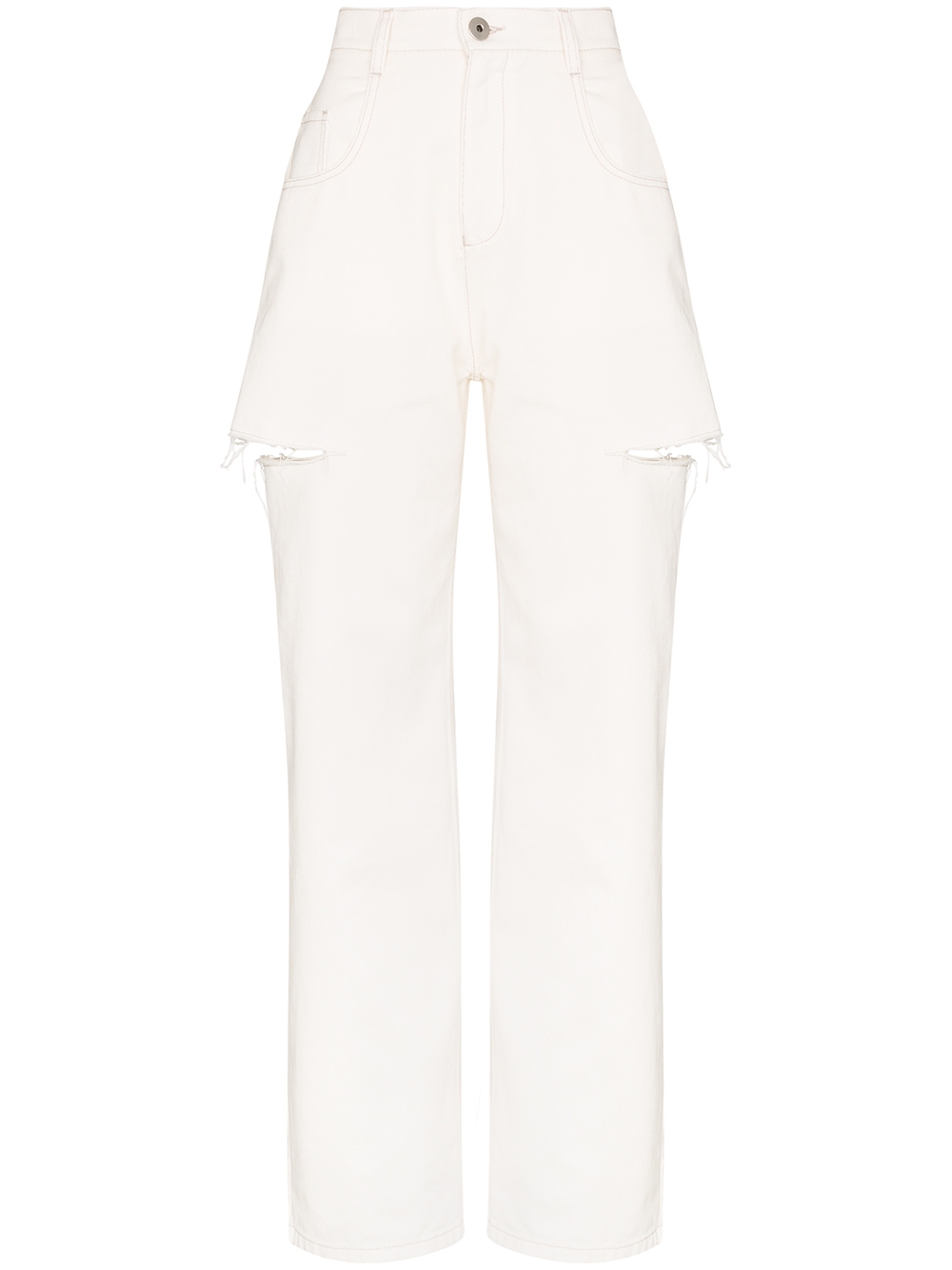 High-rise distressed jeans - White