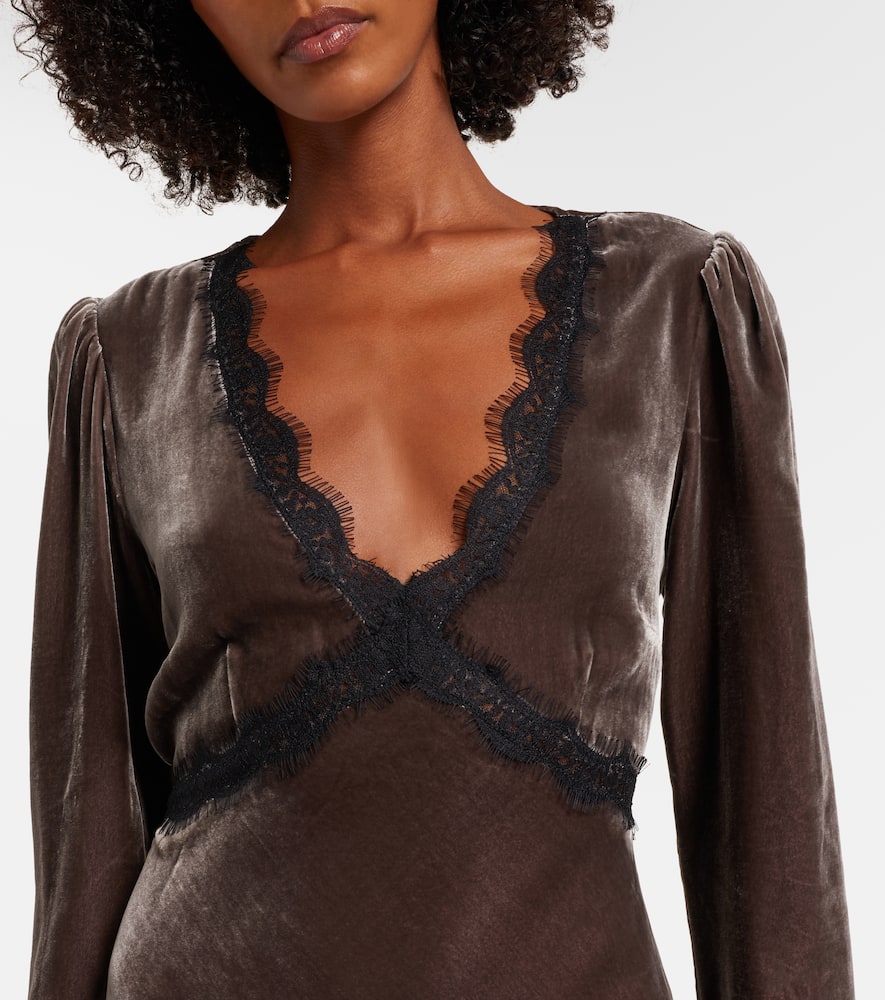 Alesha lace-trimmed velvet maxi dress
