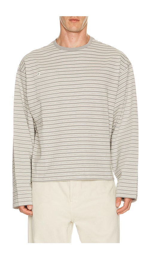 DRMERS CLUB Striped Long Sleeve Tee in Grey. S. Also in M, L, XL/1X