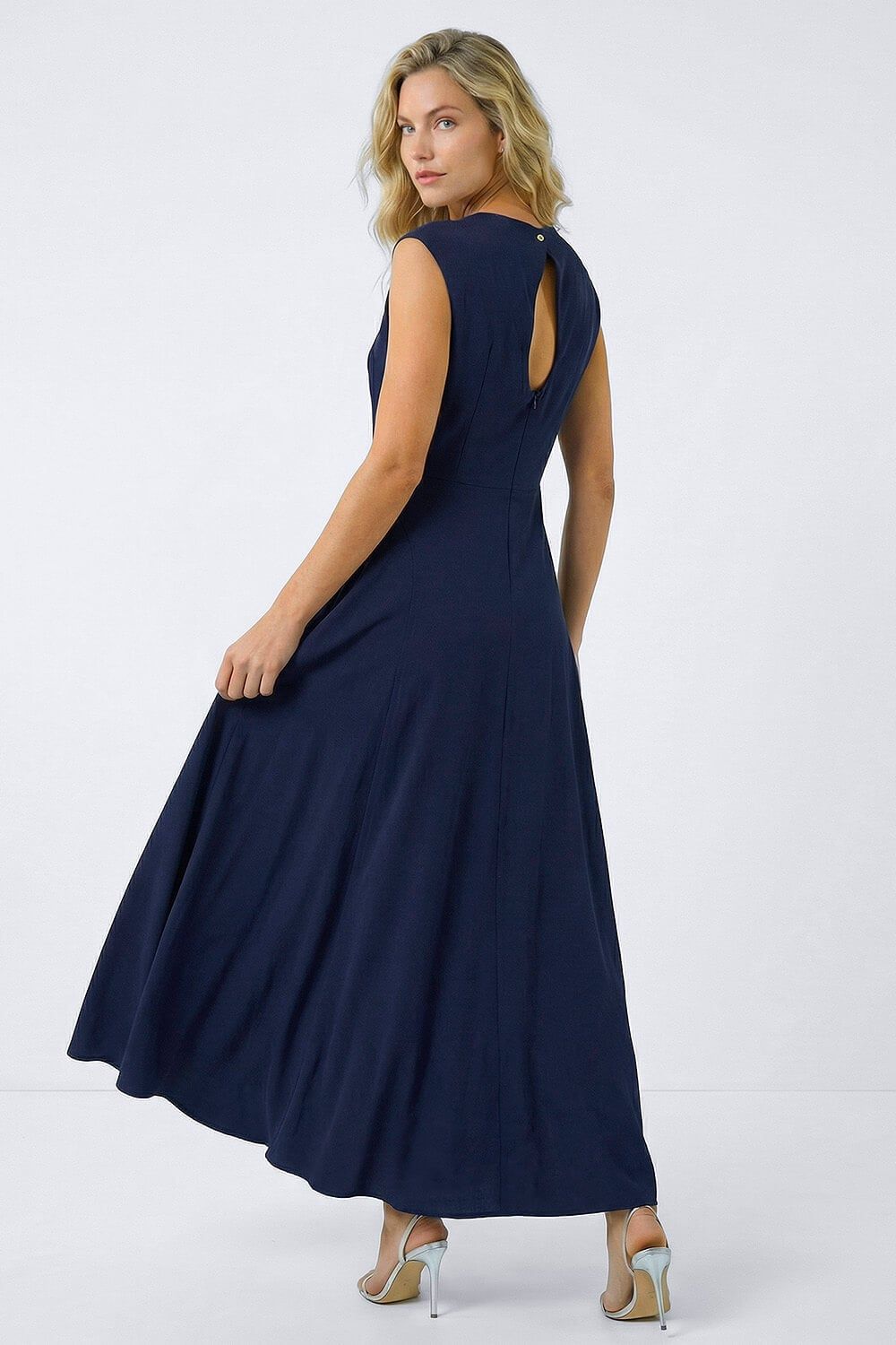 Roman Fit & Flare Midi Dress In Navy
