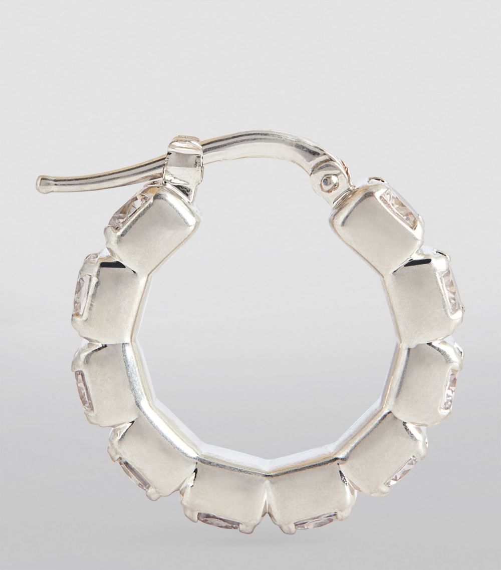 Crystal-Embellished Hoop Earrings