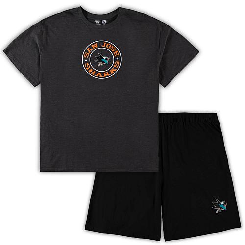 Men's Black/Heathered Charcoal San Jose Sharks Big & Tall T-Shirt & Shorts Sleep Set