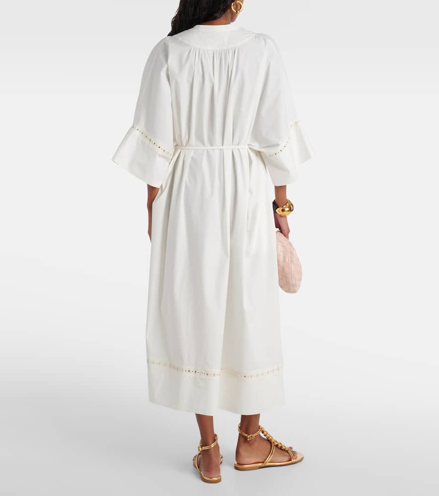 Belted cotton-blend maxi dress