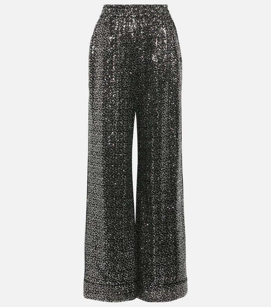 Sequined high-rise wide-leg pants